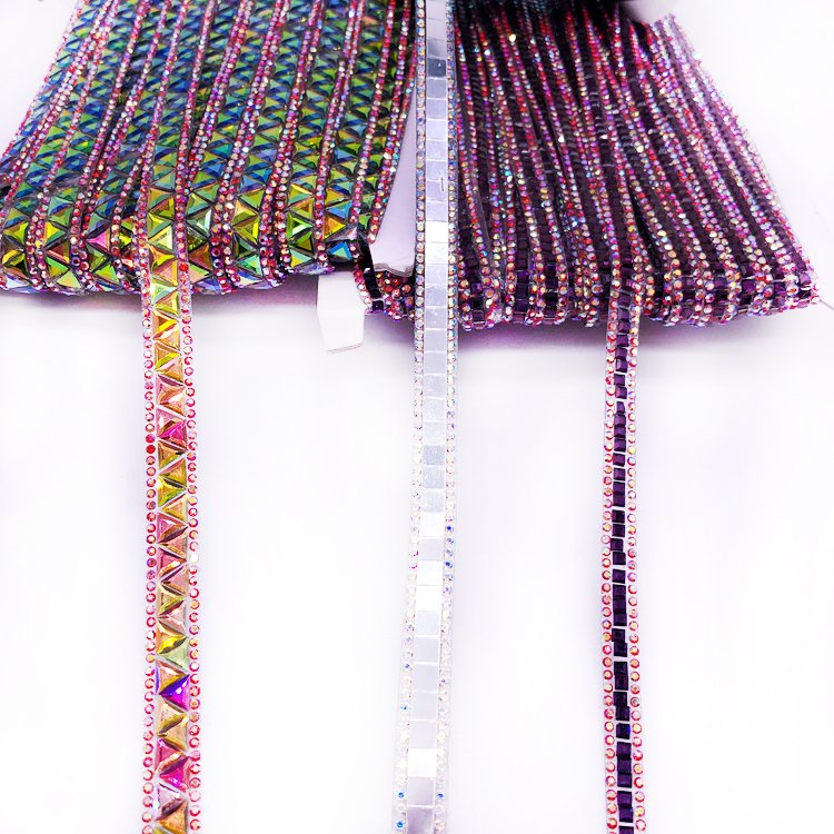 Iron on rhinestone applique trim carnival stone trimming for Guyana Carnival costumes Decoration