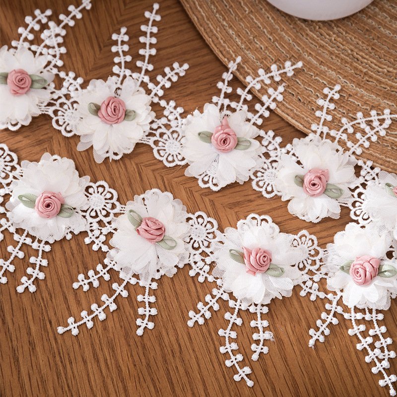Hot-selling Good Quality 8cm Border Embroidered Flower Soft Lace Trim Guipure Lace Trim