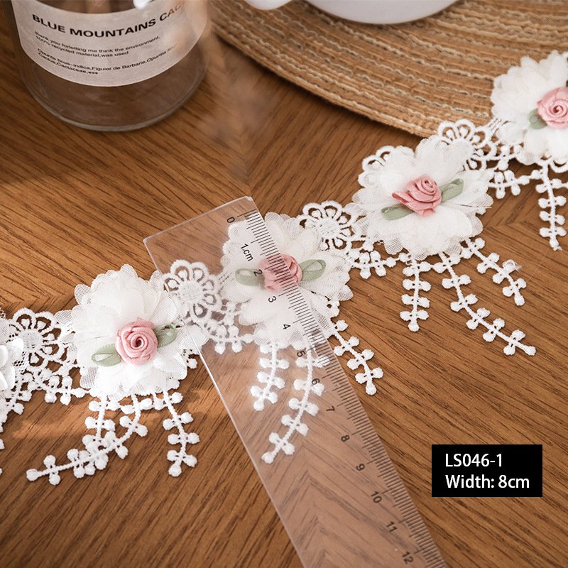 Hot-selling Good Quality 8cm Border Embroidered Flower Soft Lace Trim Guipure Lace Trim
