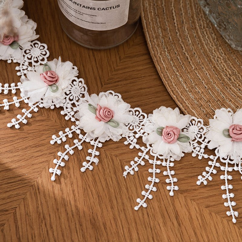 Hot-selling Good Quality 8cm Border Embroidered Flower Soft Lace Trim Guipure Lace Trim