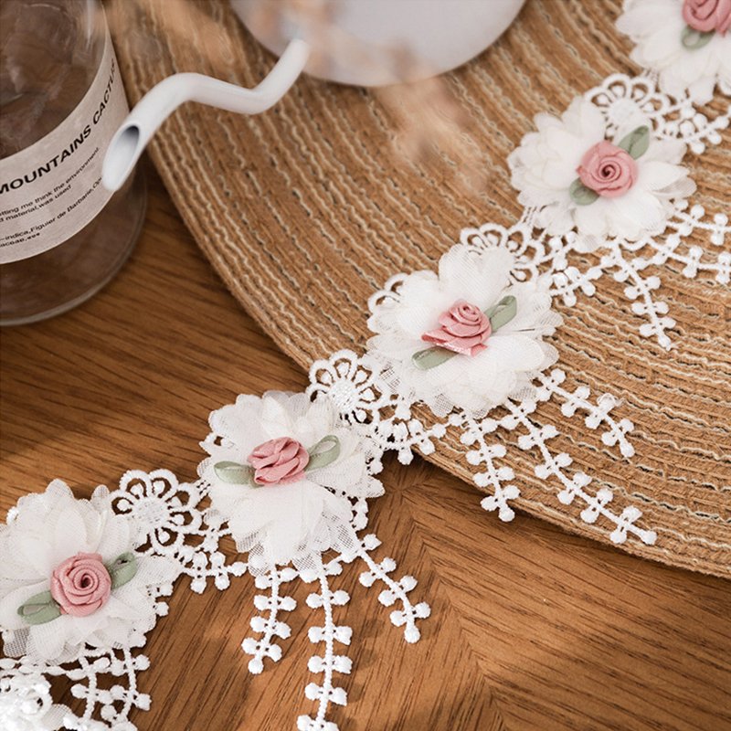 Hot-selling Good Quality 8cm Border Embroidered Flower Soft Lace Trim Guipure Lace Trim