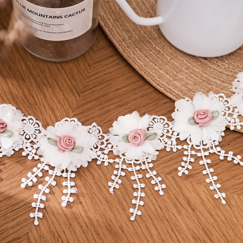Hot-selling Good Quality 8cm Border Embroidered Flower Soft Lace Trim Guipure Lace Trim
