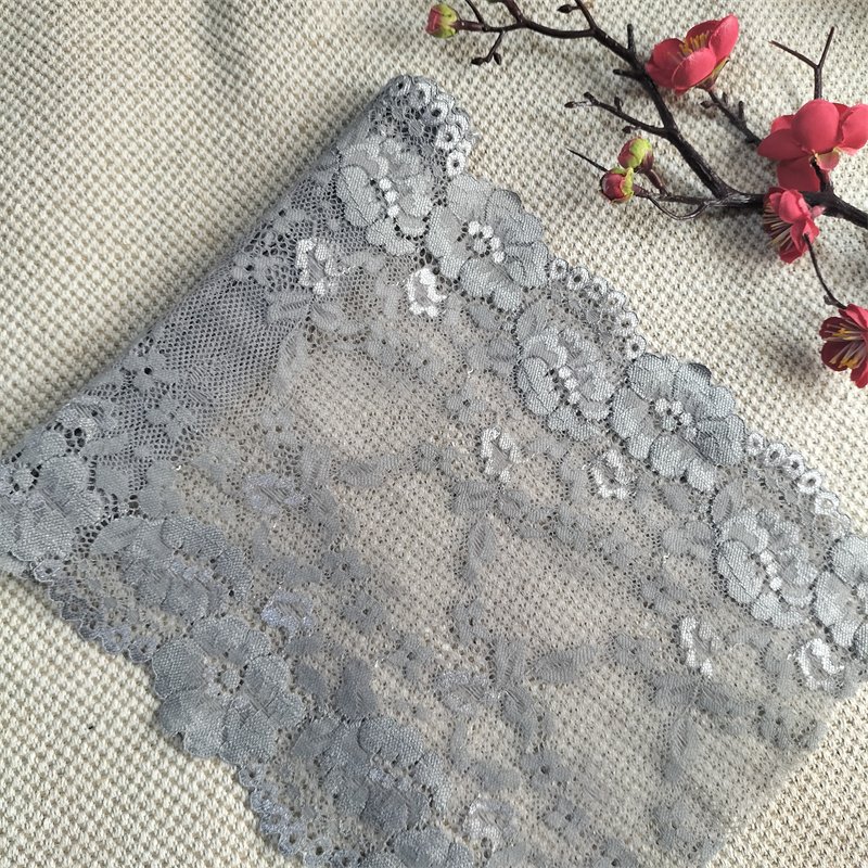 E2036 19.5cm Stretch Elastic Lace Trim Floral Lace swiss lace fabrics sequins fabric selling for african market garment tags