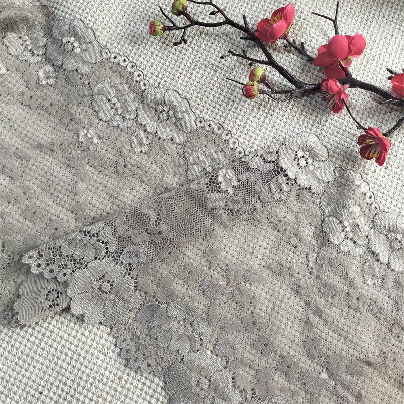 E2036 19.5cm Stretch Elastic Lace Trim Floral Lace swiss lace fabrics sequins fabric selling for african market garment tags