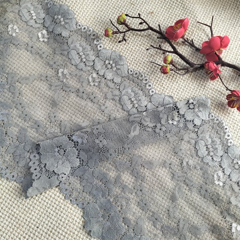 E2036 19.5cm Stretch Elastic Lace Trim Floral Lace swiss lace fabrics sequins fabric selling for african market garment tags