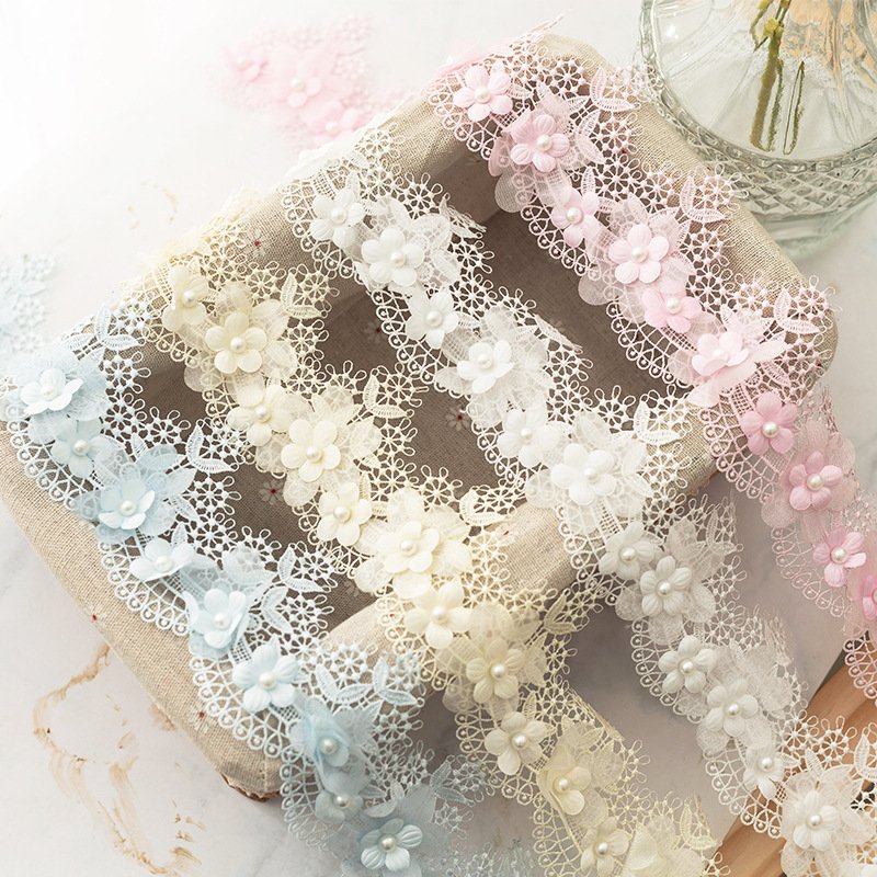 7cm Dress Bridal Dress Decorative Pearl Lace Trimming Sewing Accessories Embroidered Flower Lace Trim