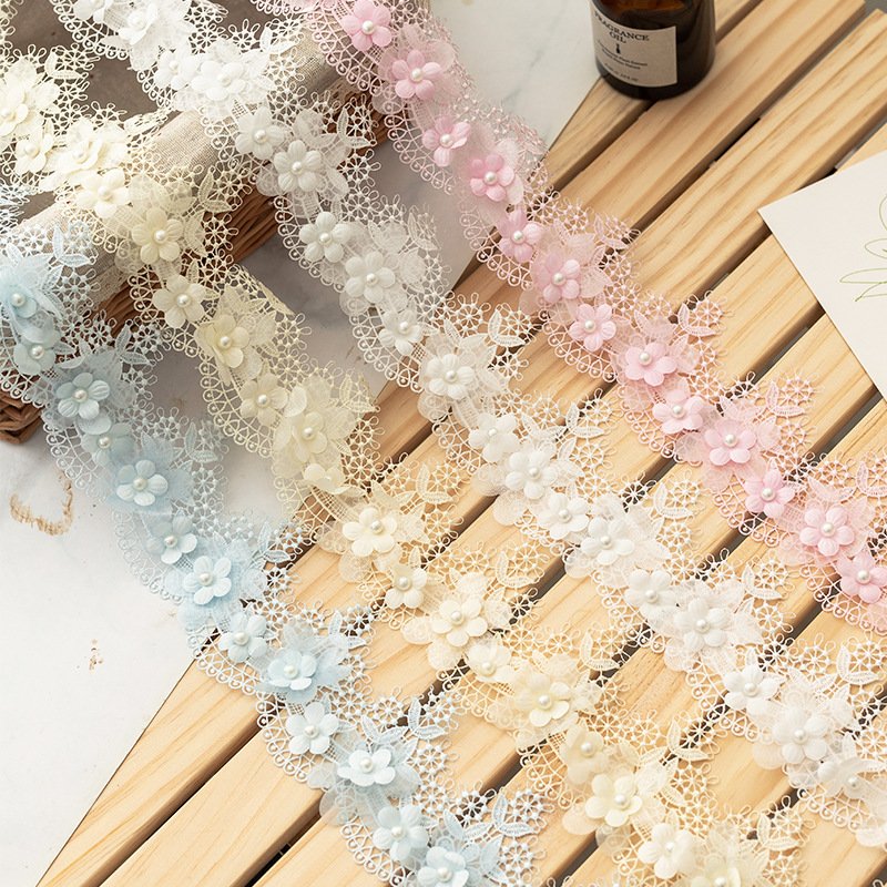 7cm Dress Bridal Dress Decorative Pearl Lace Trimming Sewing Accessories Embroidered Flower Lace Trim