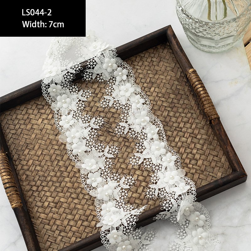 7cm Dress Bridal Dress Decorative Pearl Lace Trimming Sewing Accessories Embroidered Flower Lace Trim