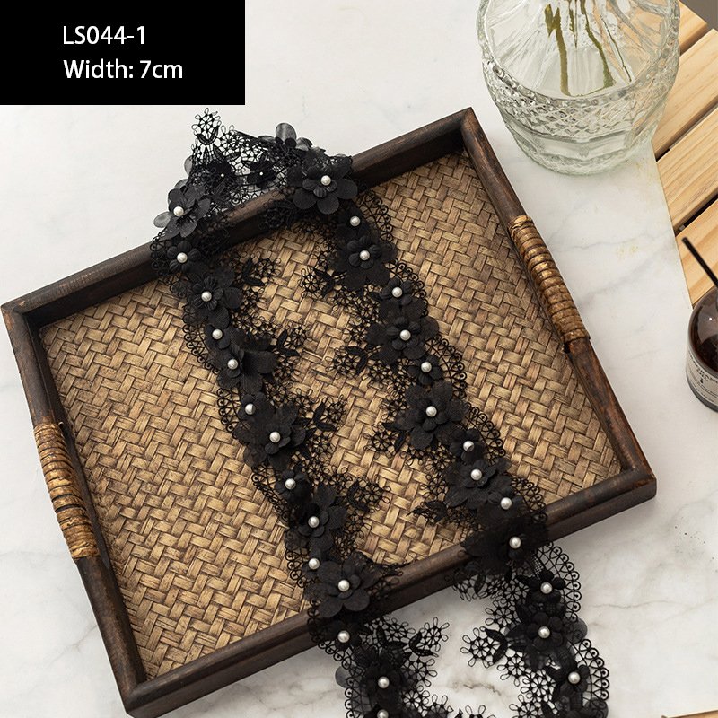 7cm Dress Bridal Dress Decorative Pearl Lace Trimming Sewing Accessories Embroidered Flower Lace Trim