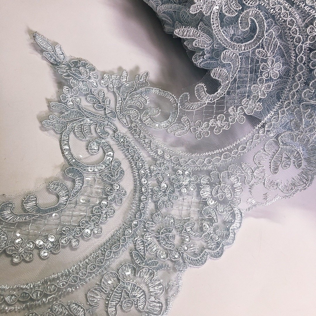 Hot sale wholesale price multi colors embroidery sequined lace trim with cord LT2508B