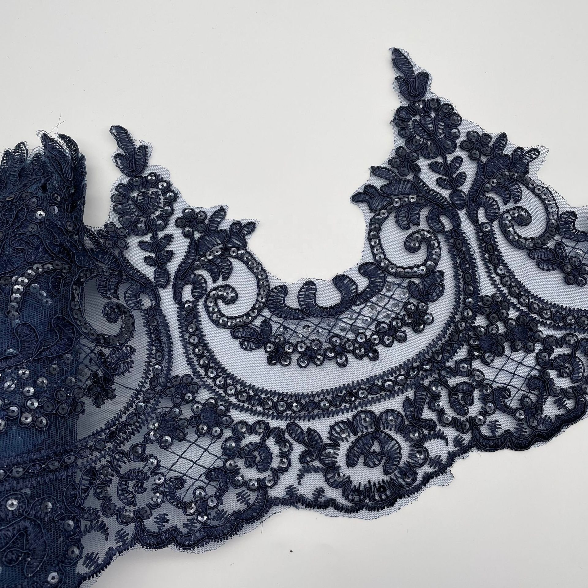 Hot sale wholesale price multi colors embroidery sequined lace trim with cord LT2508B