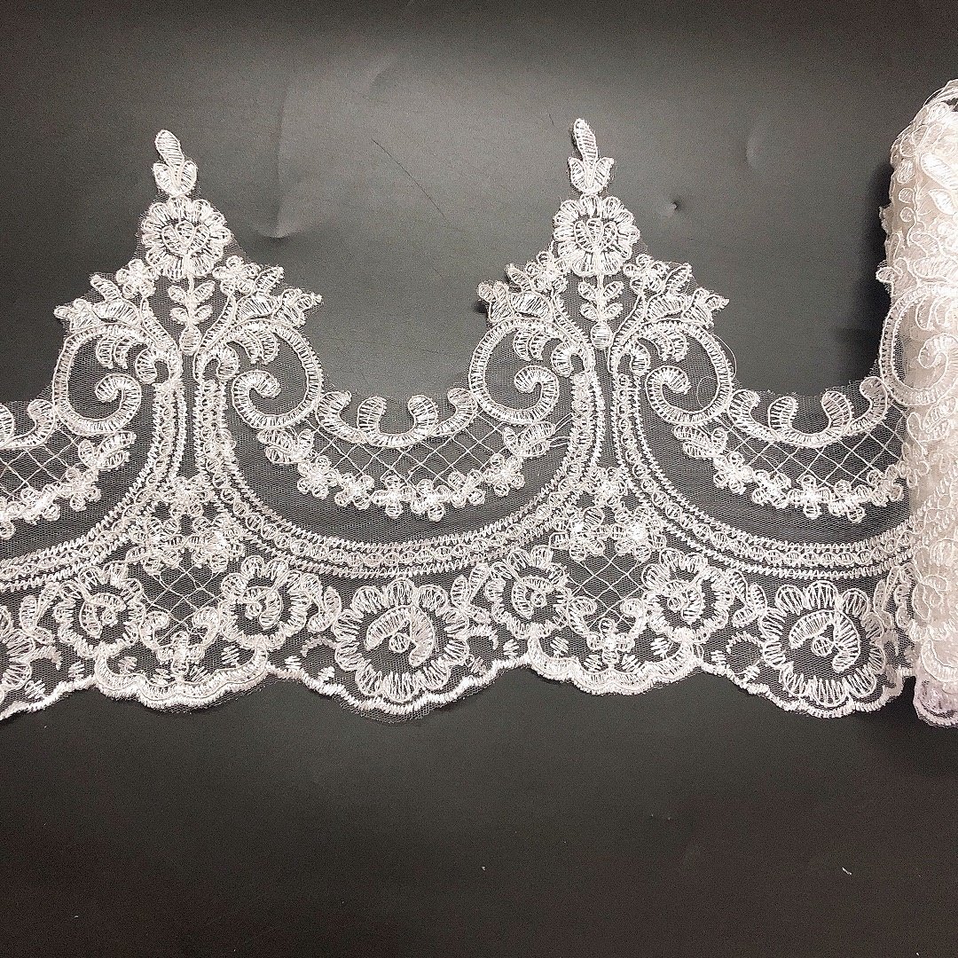 Hot sale wholesale price multi colors embroidery sequined lace trim with cord LT2508B