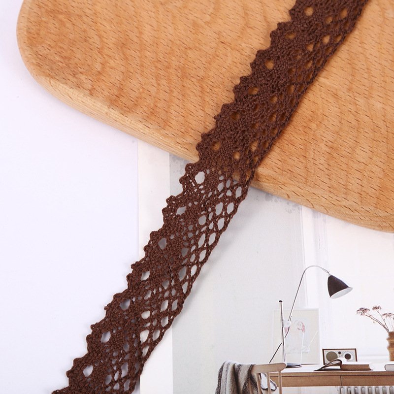 Wholesale 2.5cm lace double bud color cotton thread lace trim for home textile and garment decoration