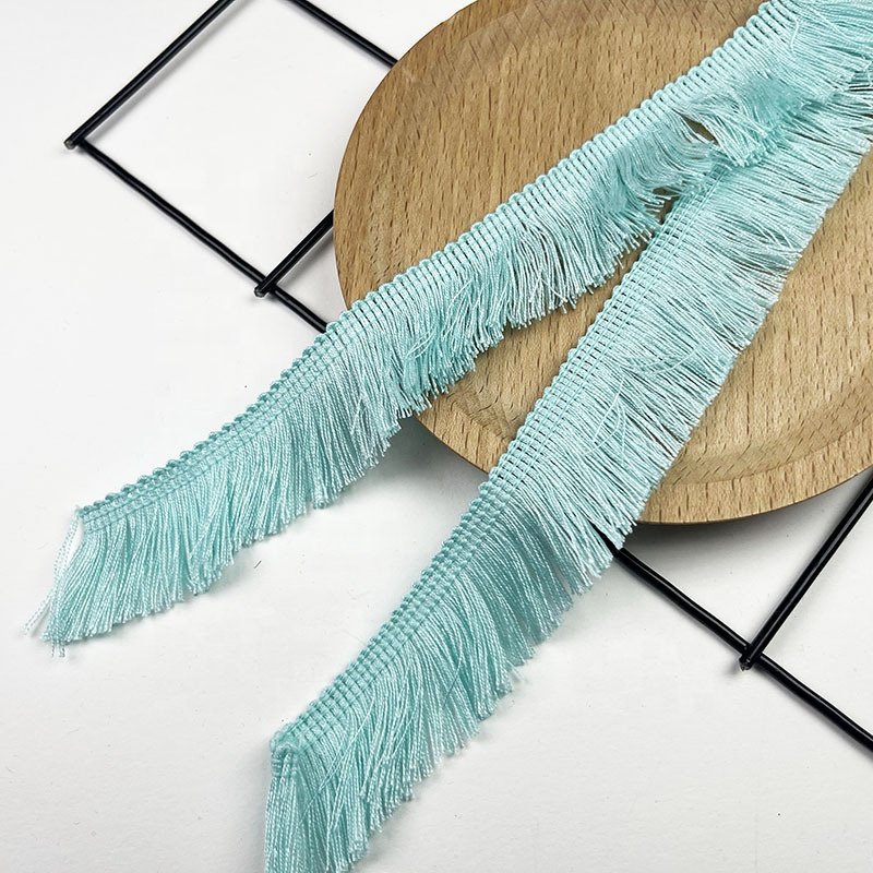 Wholesale 3cm row colored polyester cotton fringe tassel lace trim for home textiles, carpets flag, curtains, clothes garment