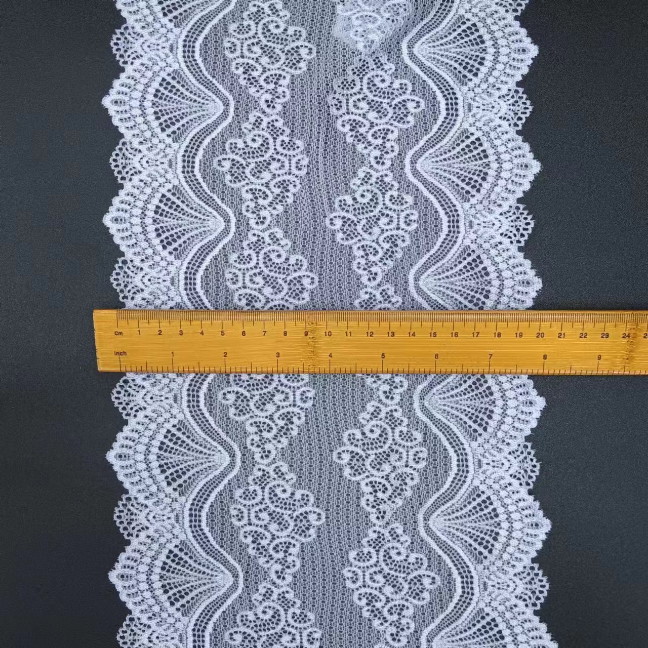 Customized 20.5 cm Nylon Spandex Tulle Lace Trim Elastic Knitted Underwear Accessories White Lace for Decoration Use