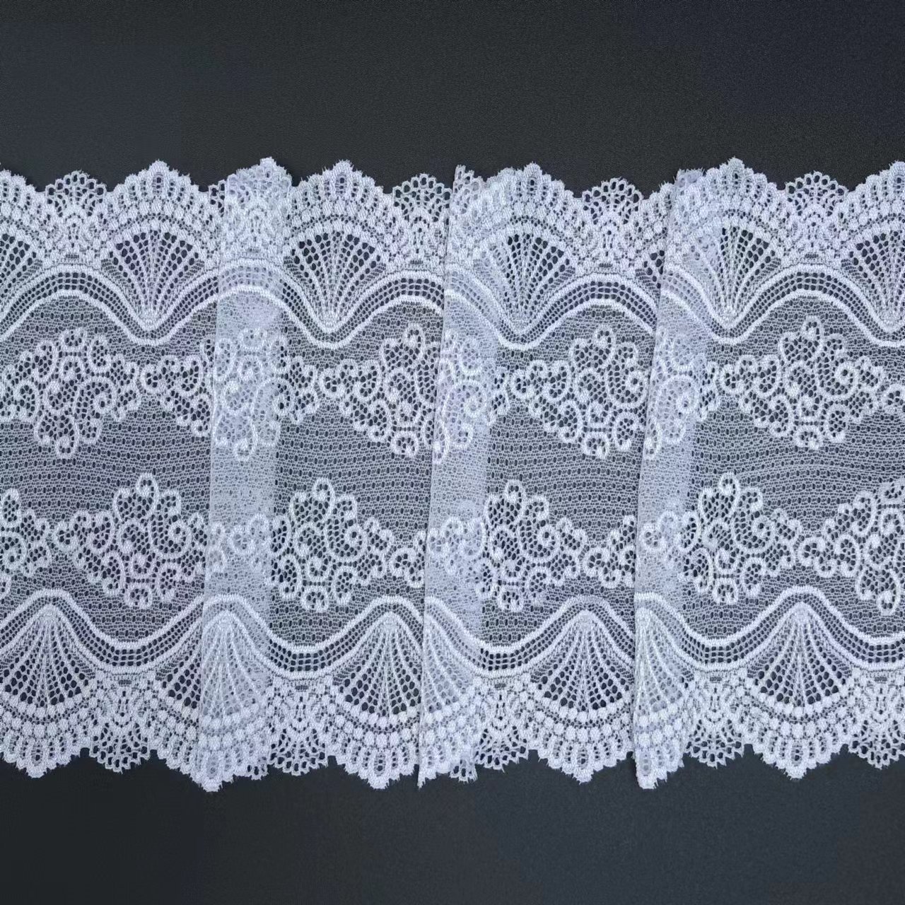 Customized 20.5 cm Nylon Spandex Tulle Lace Trim Elastic Knitted Underwear Accessories White Lace for Decoration Use