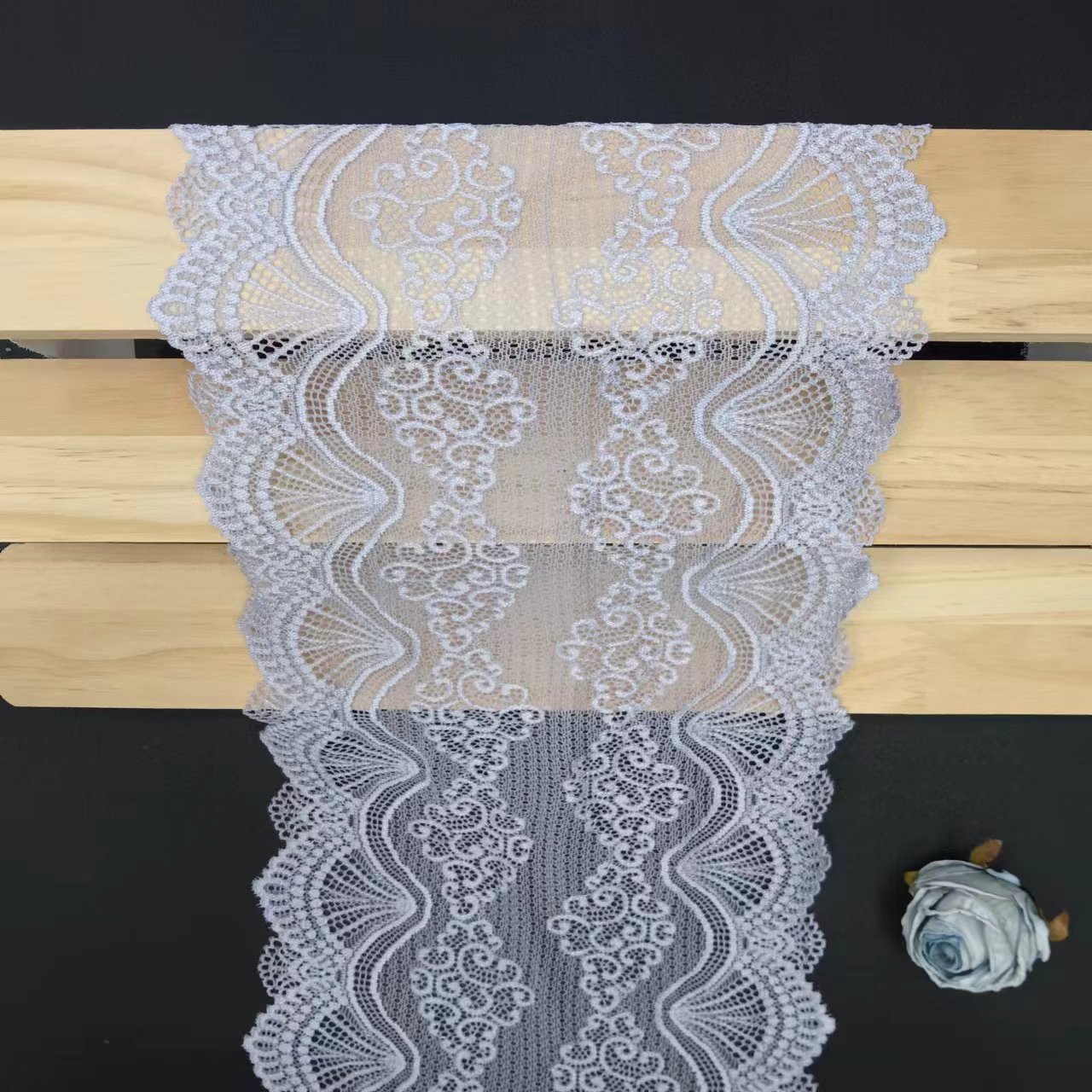Customized 20.5 cm Nylon Spandex Tulle Lace Trim Elastic Knitted Underwear Accessories White Lace for Decoration Use