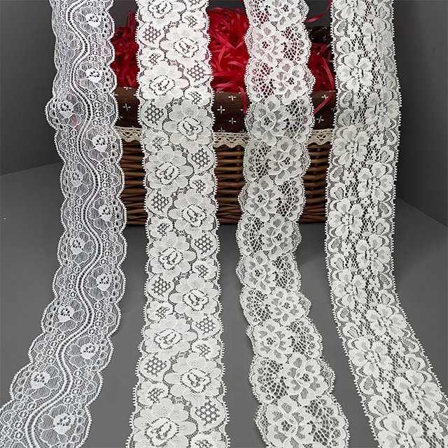 TUTON Bridal Supplier French Lace Narrow Stretch 6.0 CM Elastic Lace Trim