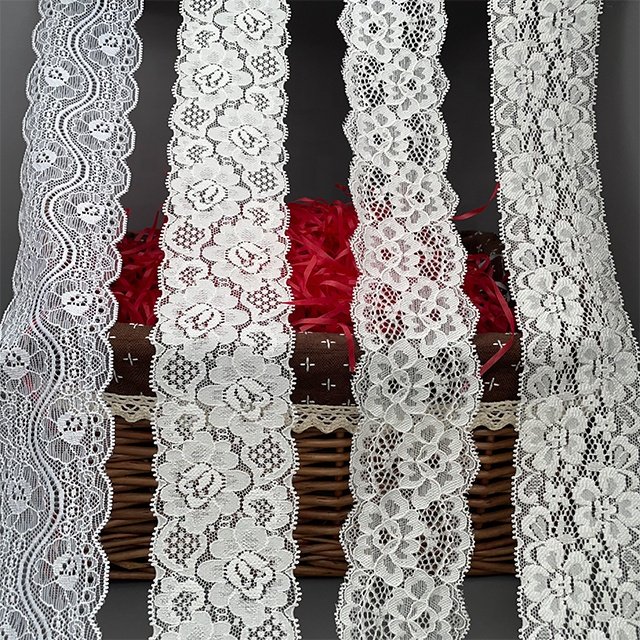 TUTON Bridal Supplier French Lace Narrow Stretch 6.0 CM Elastic Lace Trim