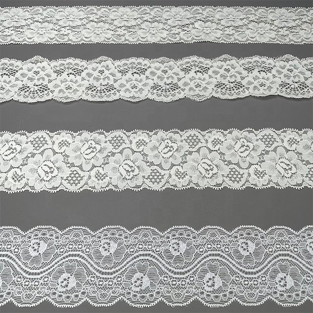 TUTON Bridal Supplier French Lace Narrow Stretch 6.0 CM Elastic Lace Trim