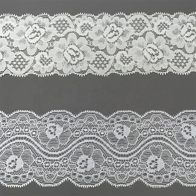 TUTON Bridal Supplier French Lace Narrow Stretch 6.0 CM Elastic Lace Trim