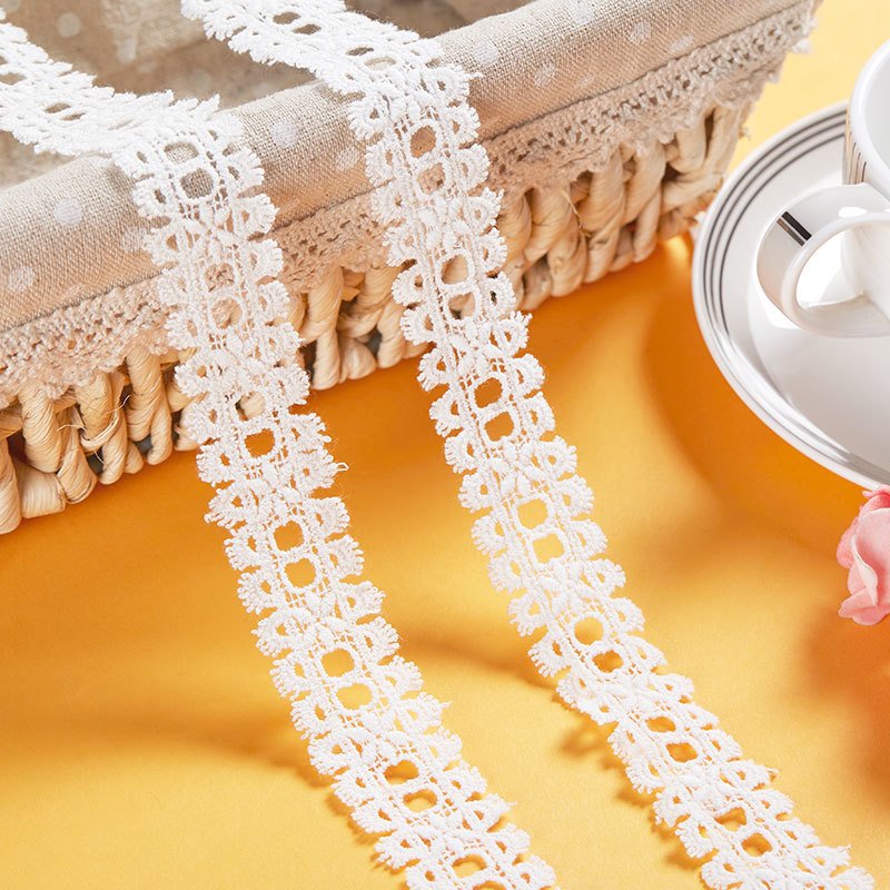 Water soluble embroidery lace trim exquisite workmanship white lace trim home textiles lace trimming border