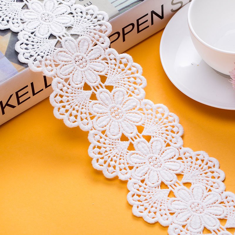 Water soluble embroidery lace trim exquisite workmanship white lace trim home textiles lace trimming border