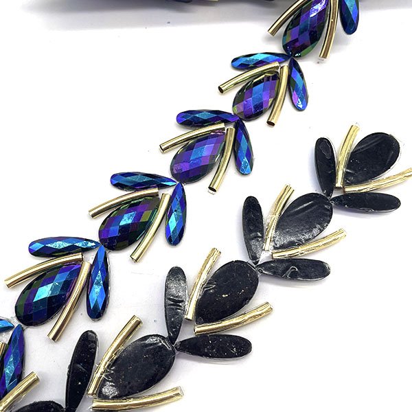 2024 Iron on Colorful AB Rhinestone Trim Chain Strass Banding Hot fix Resin Applique for Carnival Clothes Crafts