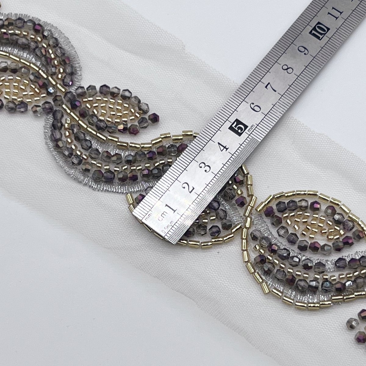 2024 Hot model Factory supply luxury beaded embroidery lace decoration can be trim color diamond beads gold lace trim