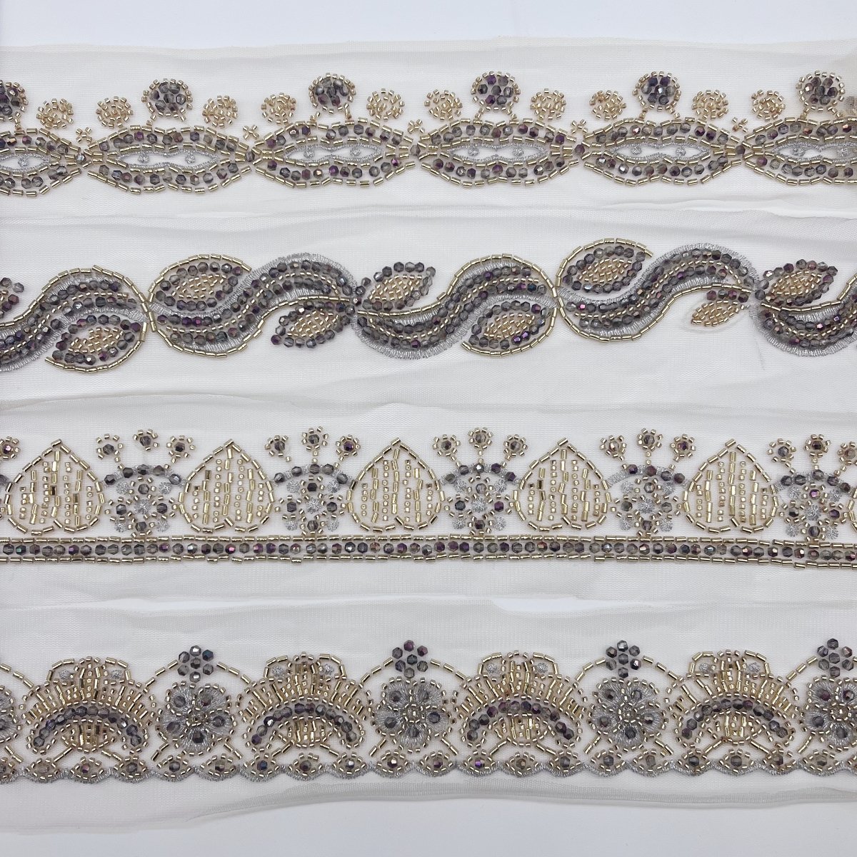2024 Hot model Factory supply luxury beaded embroidery lace decoration can be trim color diamond beads gold lace trim