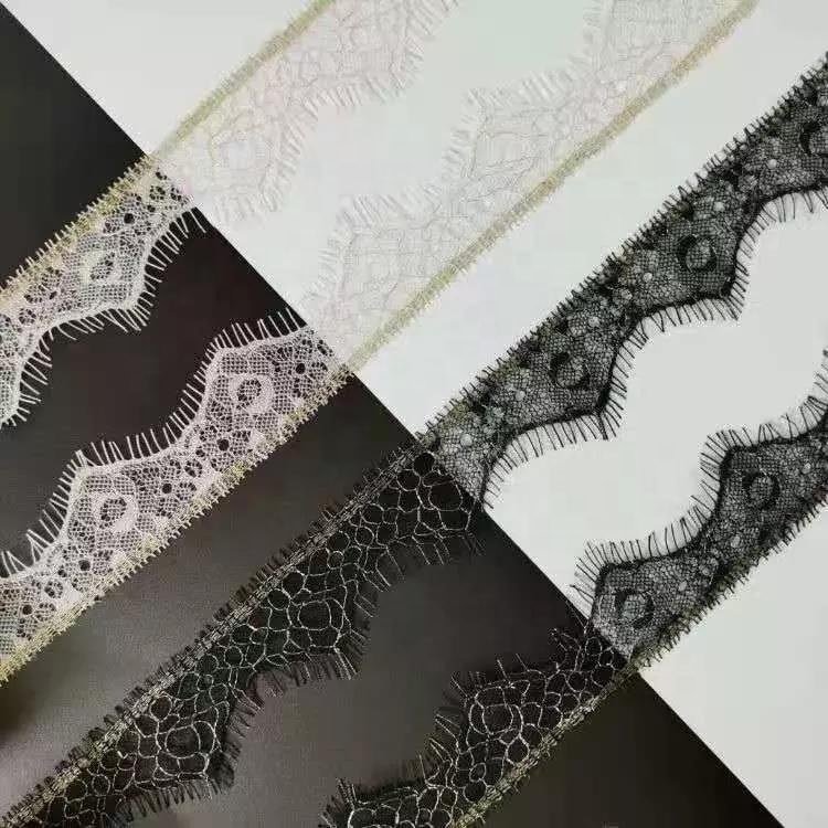 Professional Lace Manufacturer White Eyelash Lace Fashion Nylon No Elastic Soft Lace Trim