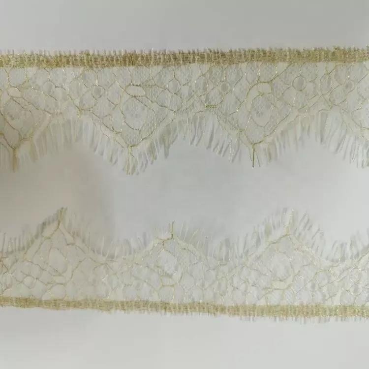 Professional Lace Manufacturer White Eyelash Lace Fashion Nylon No Elastic Soft Lace Trim