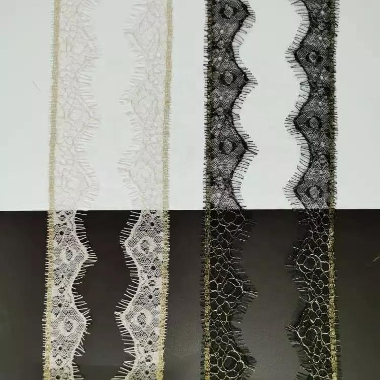 Professional Lace Manufacturer White Eyelash Lace Fashion Nylon No Elastic Soft Lace Trim