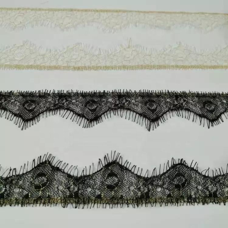 Professional Lace Manufacturer White Eyelash Lace Fashion Nylon No Elastic Soft Lace Trim
