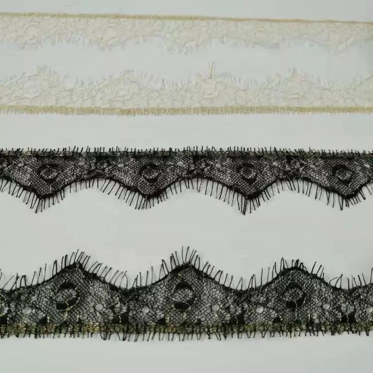 Professional Lace Manufacturer White Eyelash Lace Fashion Nylon No Elastic Soft Lace Trim