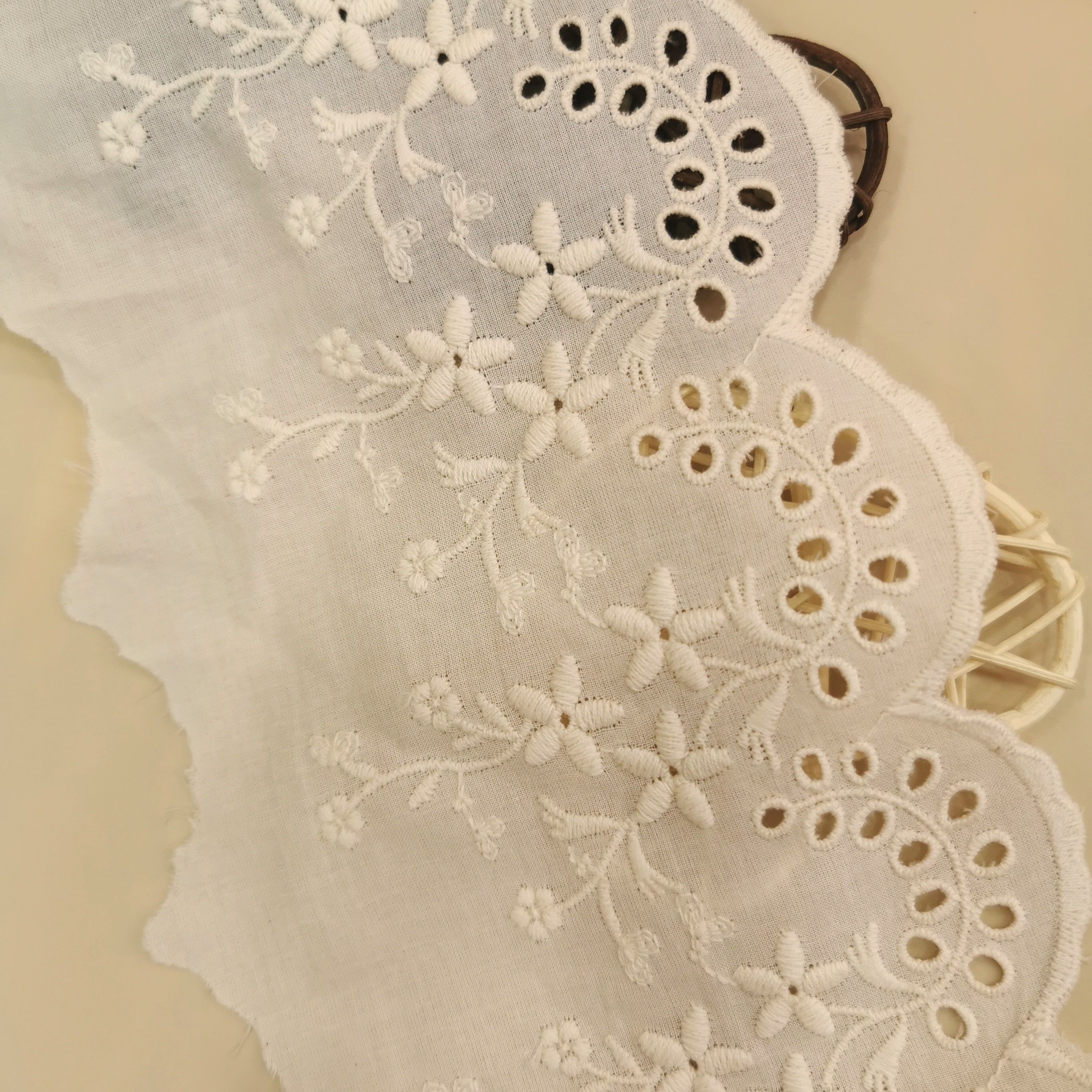 Narrow Eyelet Cotton Lace Trimming Embroidery White Black 100% Cotton Lace Trim Fabric Lace For Women Dress Garment