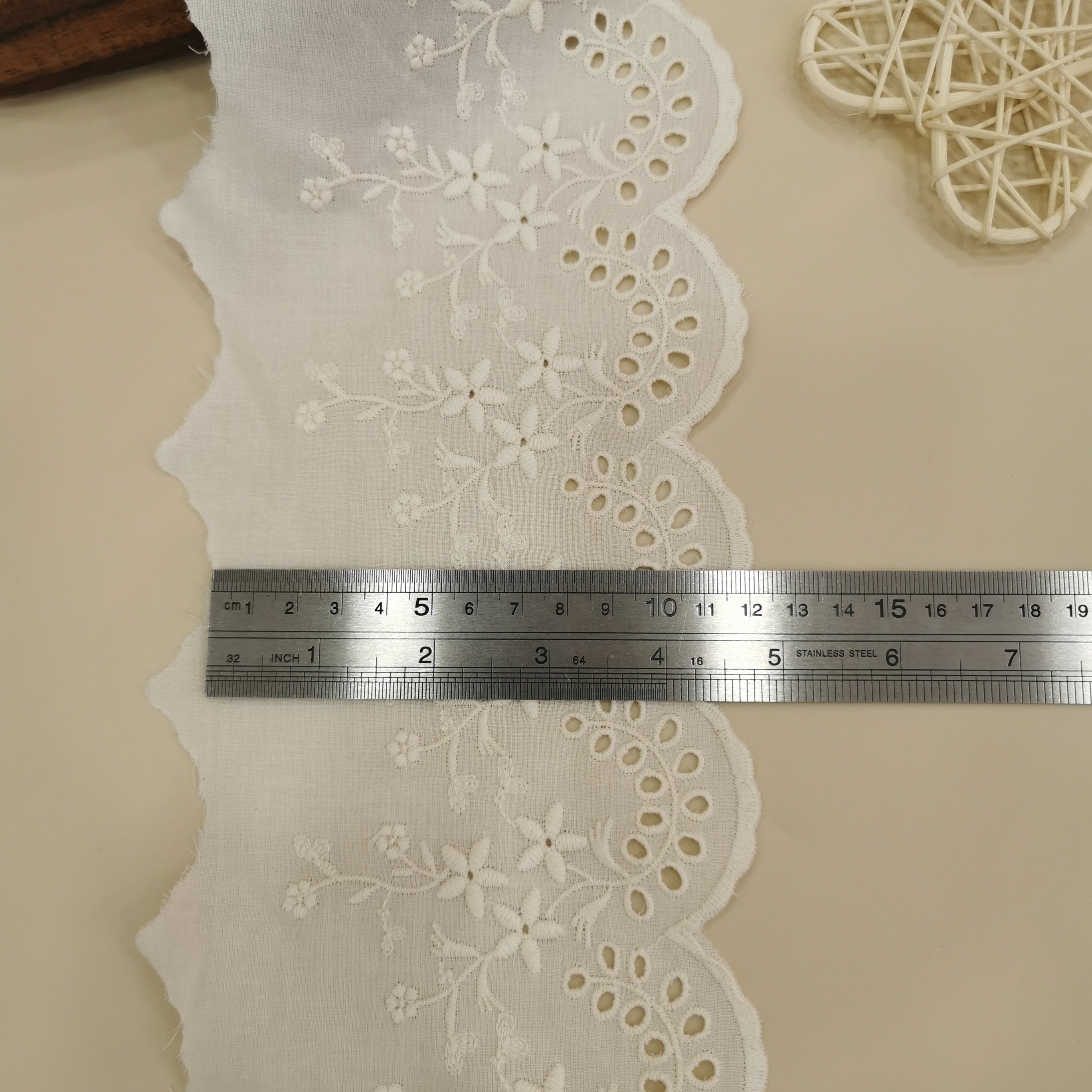 Narrow Eyelet Cotton Lace Trimming Embroidery White Black 100% Cotton Lace Trim Fabric Lace For Women Dress Garment