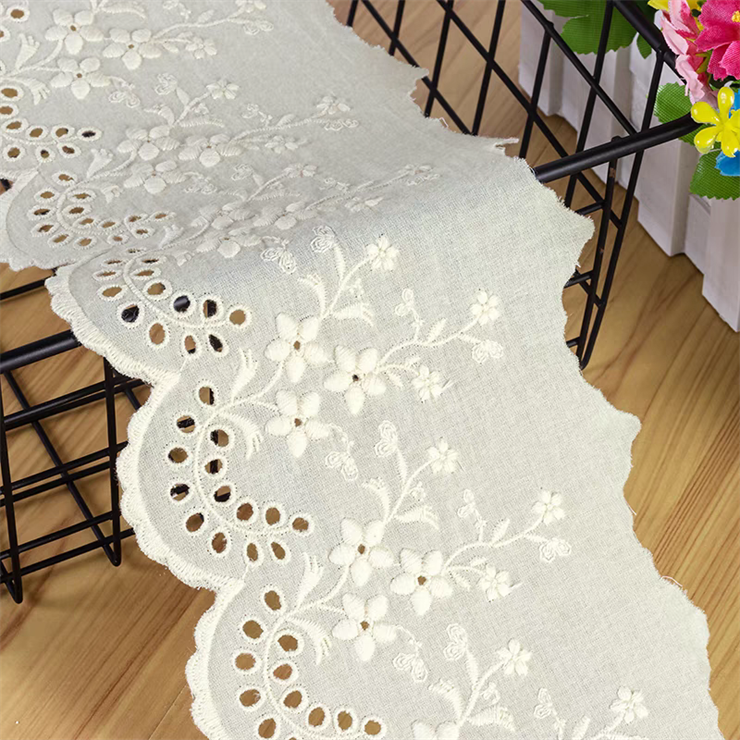 Narrow Eyelet Cotton Lace Trimming Embroidery White Black 100% Cotton Lace Trim Fabric Lace For Women Dress Garment