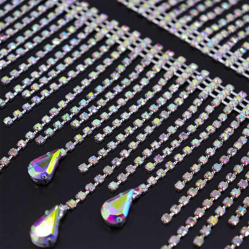 High Quality Drop Crystal Rhinestone Trimming 1 Yard Glass Rhinestone Trim Jewelry Crystal Rhinestone Fringe
