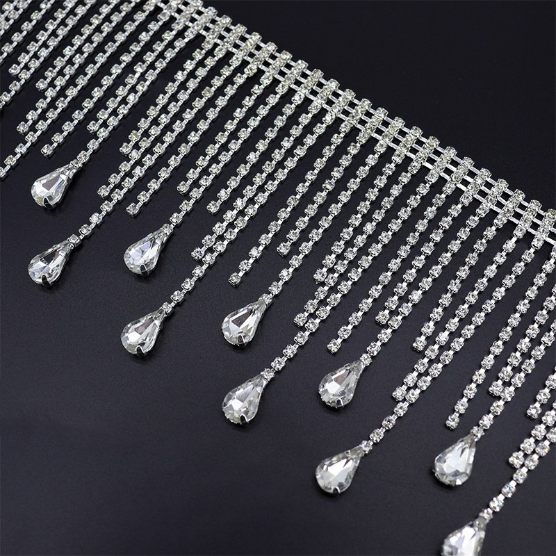 High Quality Drop Crystal Rhinestone Trimming 1 Yard Glass Rhinestone Trim Jewelry Crystal Rhinestone Fringe