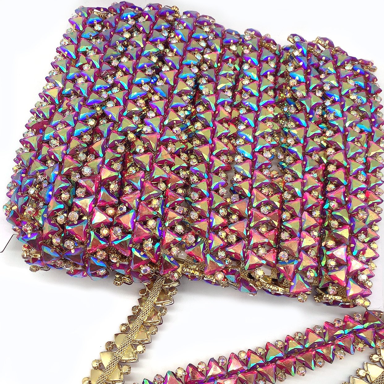 Carnival Crystal Rhinestone Trim Chain Flexible Embellishment Chain for Clothes Bags Jewelry DIY Crafts