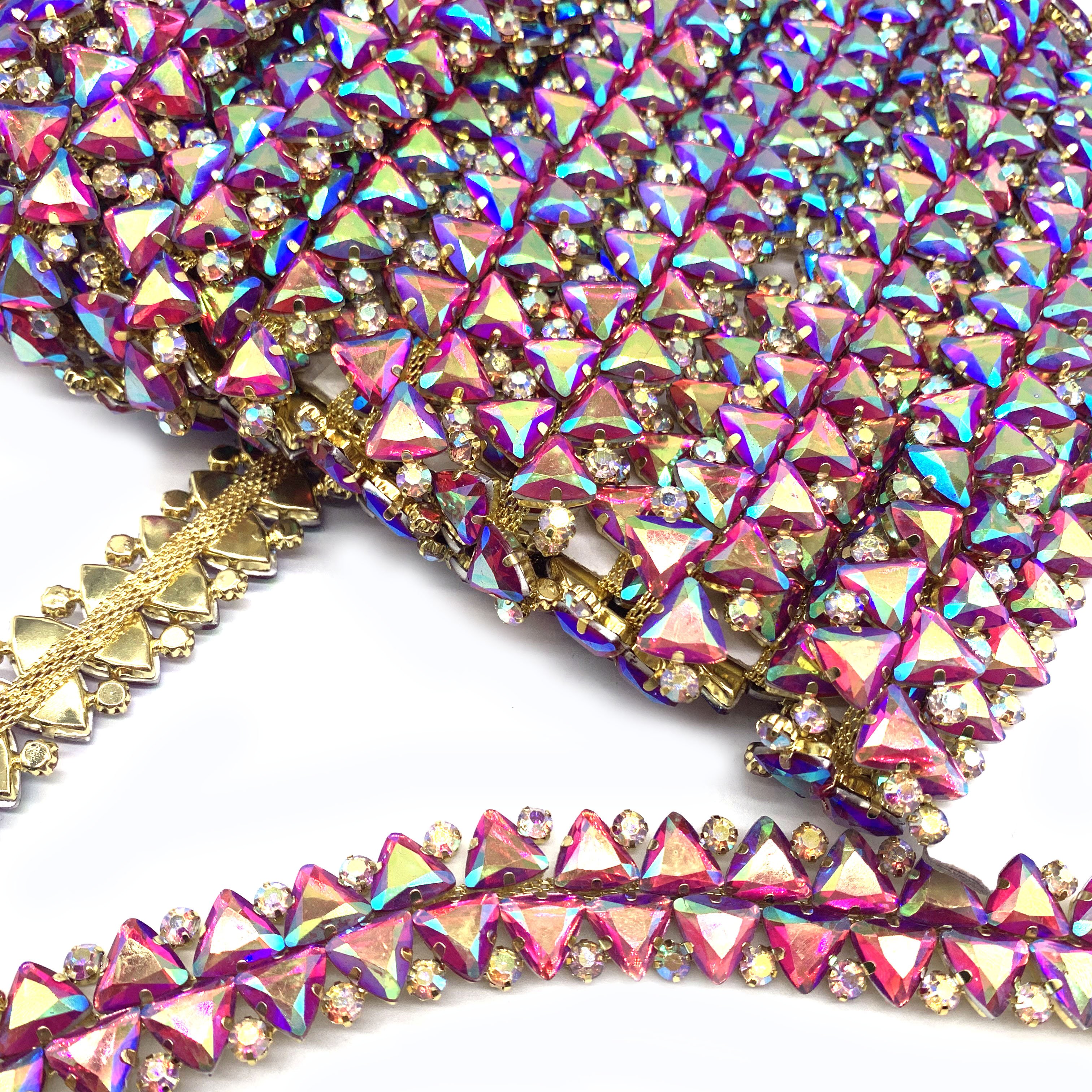 Carnival Crystal Rhinestone Trim Chain Flexible Embellishment Chain for Clothes Bags Jewelry DIY Crafts