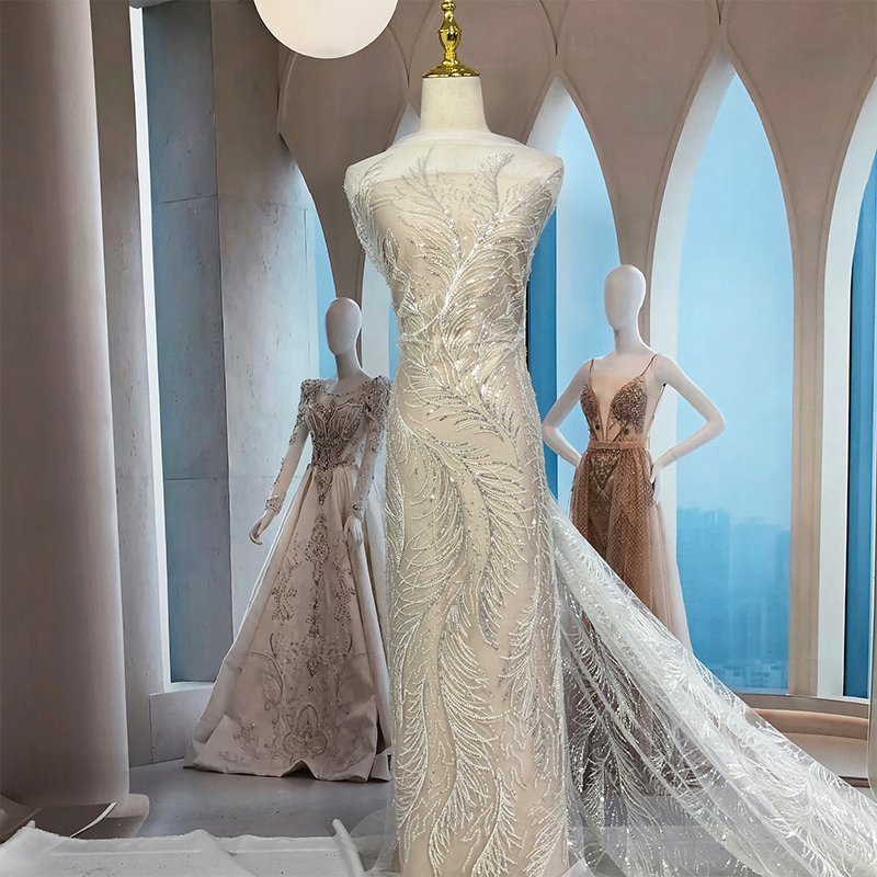 Wholesale Delicate High Quality Shiny Flower Embroidery Lace Trim For Women Dress Light Tulle Guipure Lace