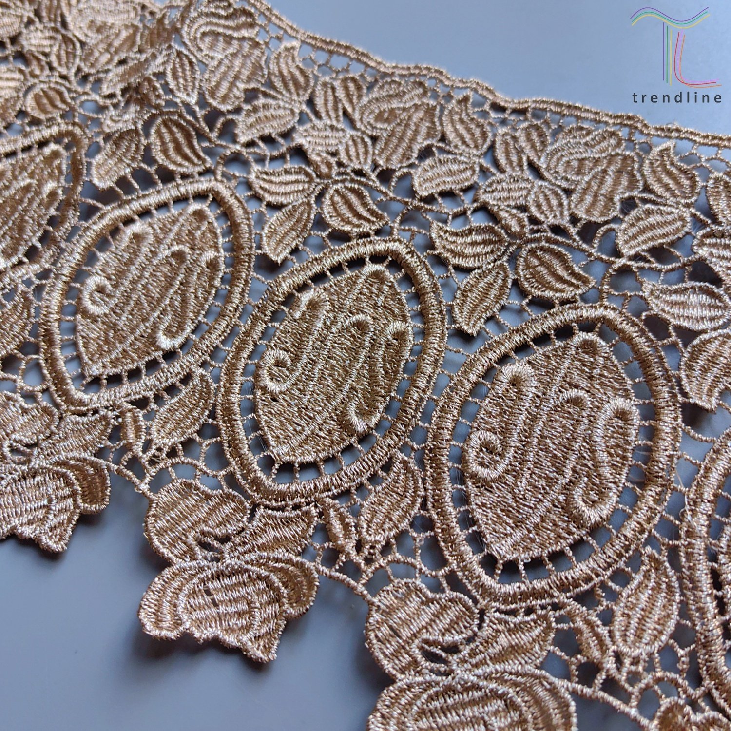 Gold lurex floral priest robe JHS ISH macrame alpha embroidery gold french african lace trim edging for church altar
