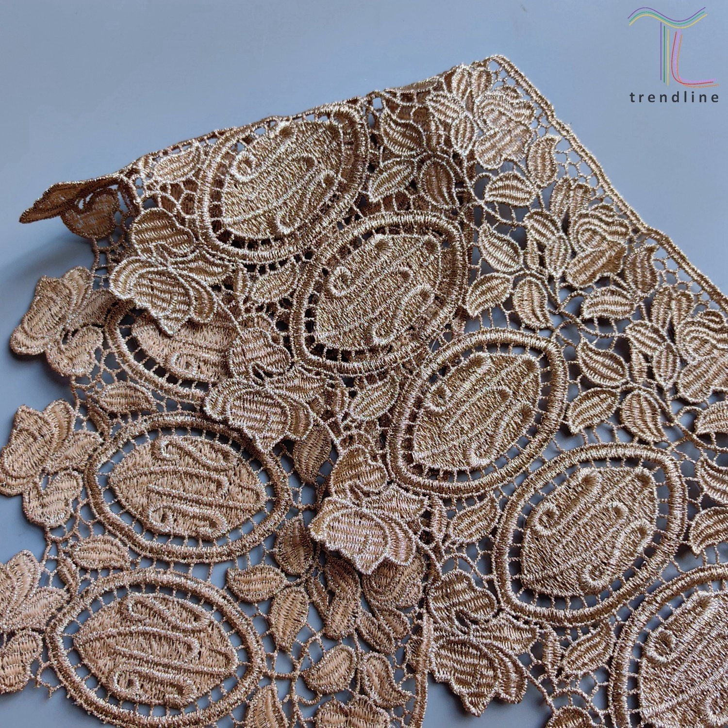 Gold lurex floral priest robe JHS ISH macrame alpha embroidery gold french african lace trim edging for church altar