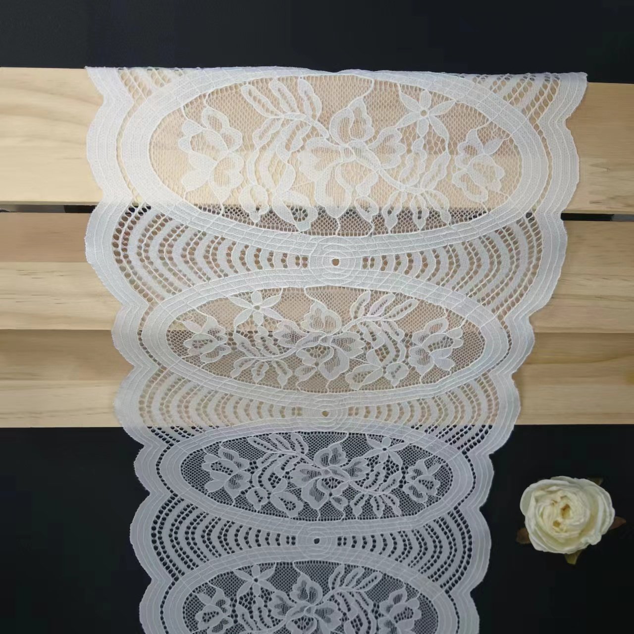 21cm Width High Stretch Sequence Lace Trim White Voile Nylon Spandex Lace Fabric For Women's Bra Sexy