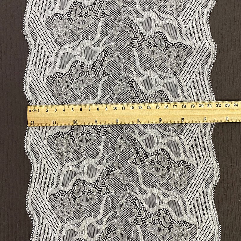 Wholesale White Lace Trim Fabric Roll Flower Lace Trimming Border For Dress Wide Stretch Mesh Lace Trim