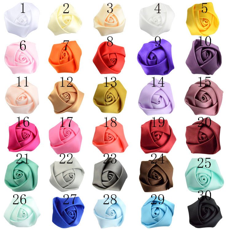 Wholesale 3.5cm handmade small rose satin ribbon flowers trimming decoration
