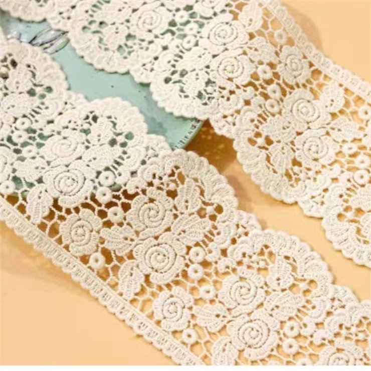 Hot selling7cm wide white French decal fabric bridal dress accessories with decorative crafts sewing bride's wedding stickers