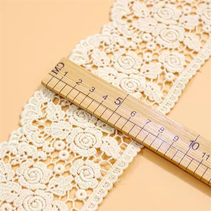 Hot selling7cm wide white French decal fabric bridal dress accessories with decorative crafts sewing bride's wedding stickers